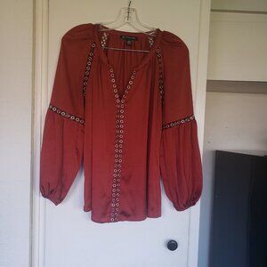 INC International Concepts Rust Shirt with metal circles Size Small